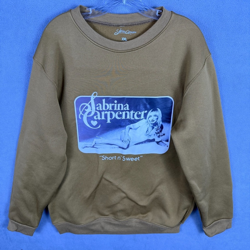 Sabrina Carpenter Short n Sweet Crewneck Sweatshirt Men XXL Brown Music
